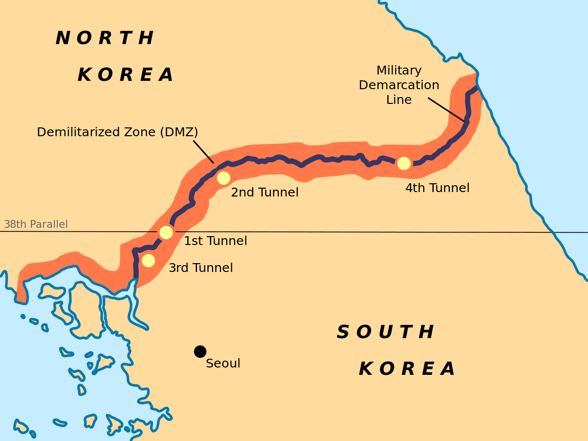 Map of 38 th parallel line