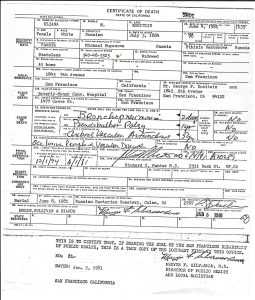 Uliana Death Certificate